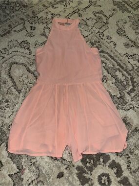 Peach Halter Neck Chiffon Romper